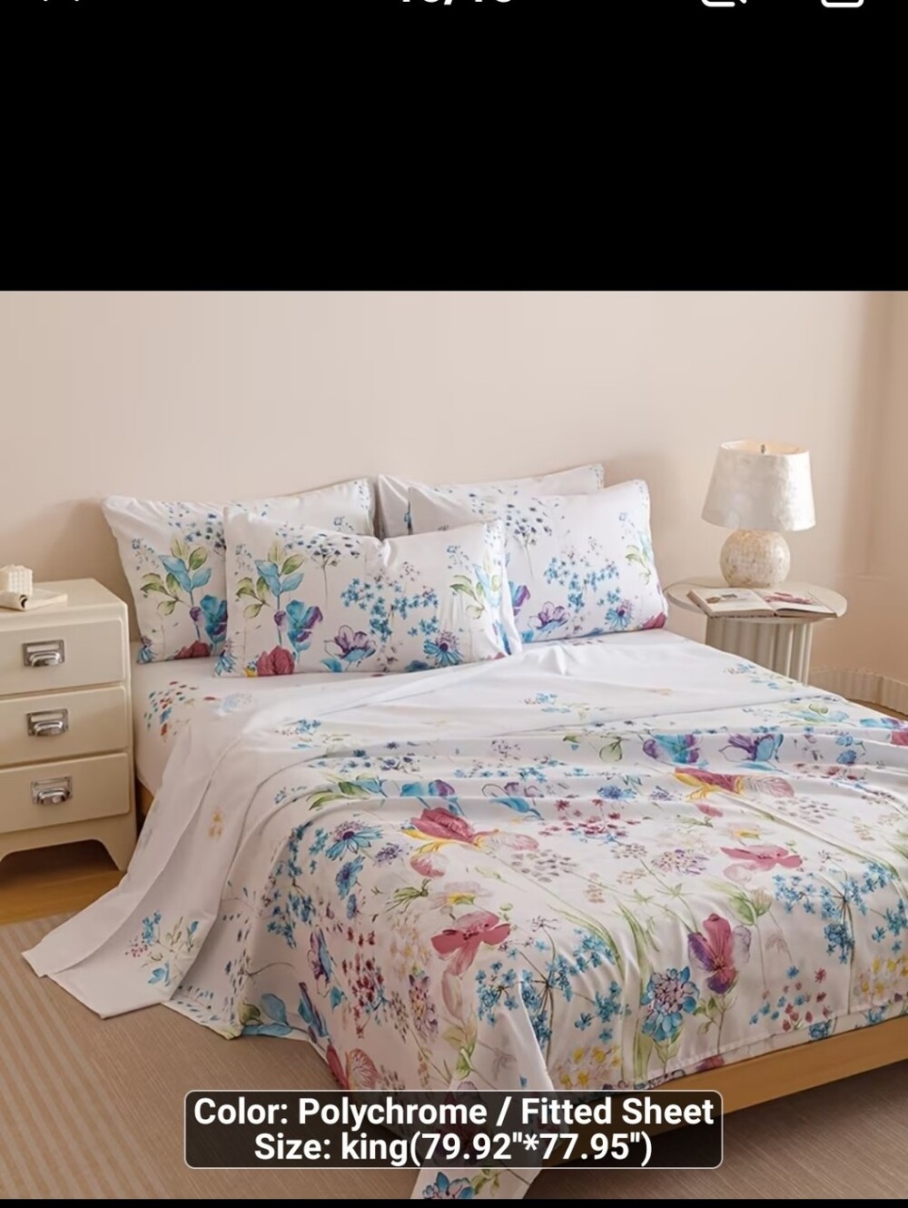 New 4pc Floral King Sheet Set - 1609-1893
